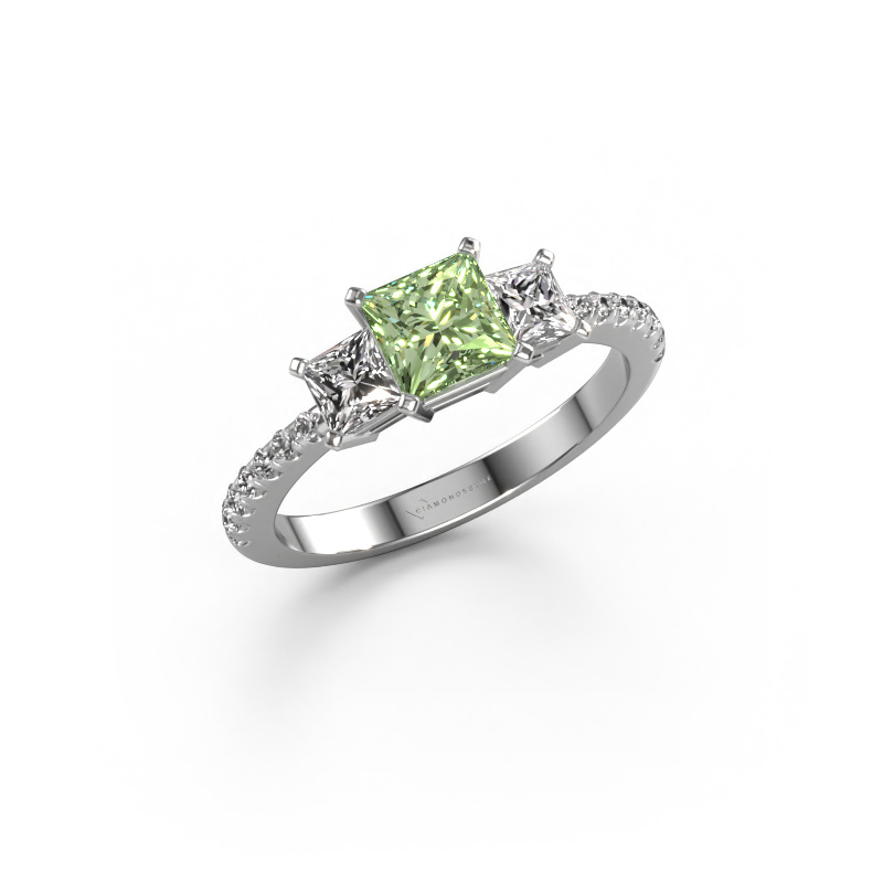 Image of Engagement ring Dorla 950 platinum Green lab grown diamond 5 mm