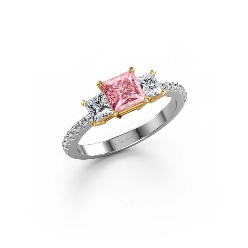 Image de Bague de fiançailles Dorla 585 or blanc Diamant synthétique roze 5 mm