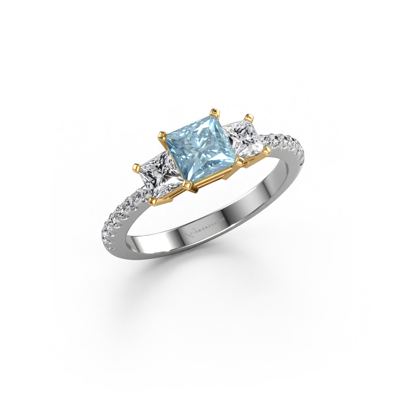 Afbeelding van Verlovingsring Dorla 585 Witgoud Blauwe lab grown diamant 5 mm