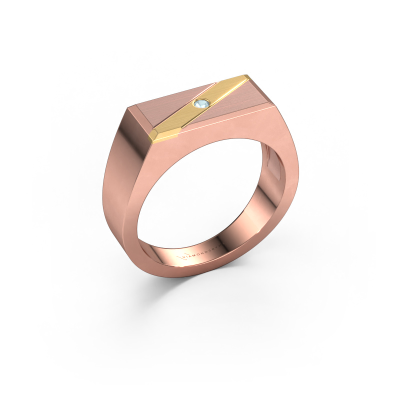 Bild von Herrenring Dree 3 585 Roségold Aquamarin 2 mm
