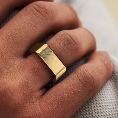 Modern straight gold flat men s ring Dree 4 30