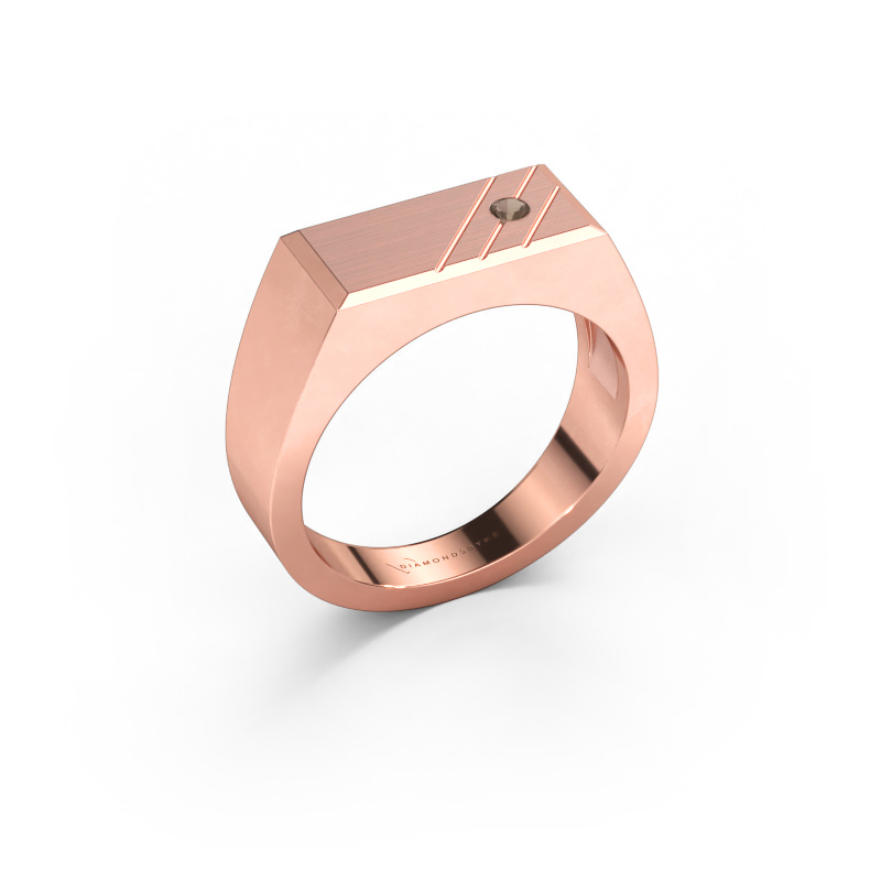 Image of Men's ring Dree 5 585 rose gold Smokey quartz 2.4 mm