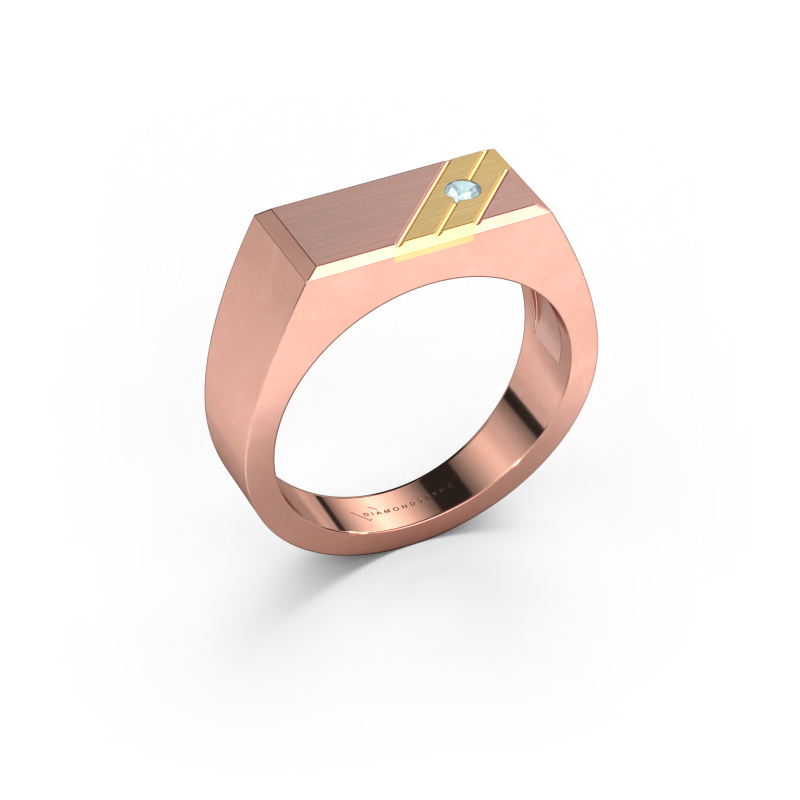 Bild von Herrenring Dree 5 585 Roségold Aquamarin 2.4 mm