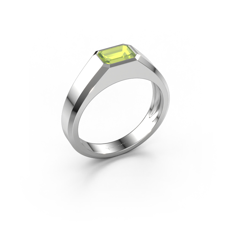 Image of Men's ring Dylan 1 585 white gold Peridot 7x5 mm