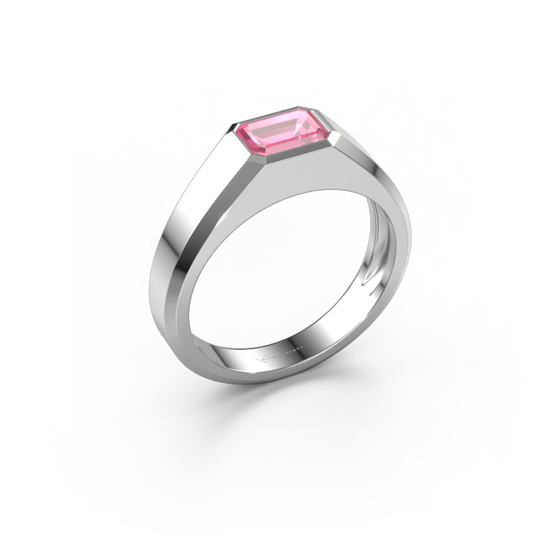 Image of Men's ring Dylan 1 585 white gold Pink sapphire 7x5 mm