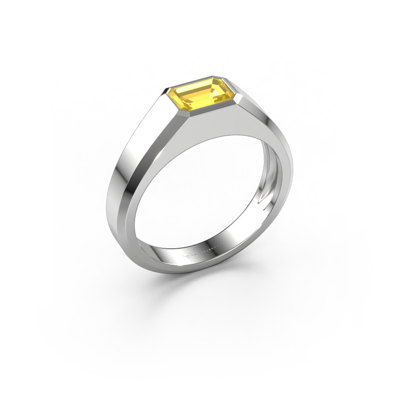 Image of Men's ring Dylan 1 950 platinum Yellow sapphire 7x5 mm