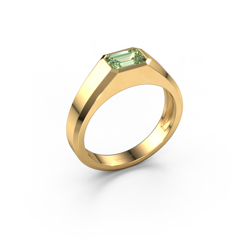 Bild von Herrenring Dylan 1 585 Gold Grüner Labor-Diamant 7x5 mm