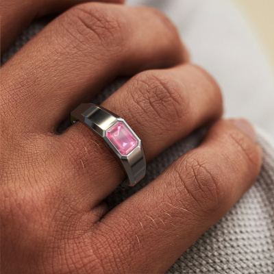 Mens pink 2024 sapphire ring