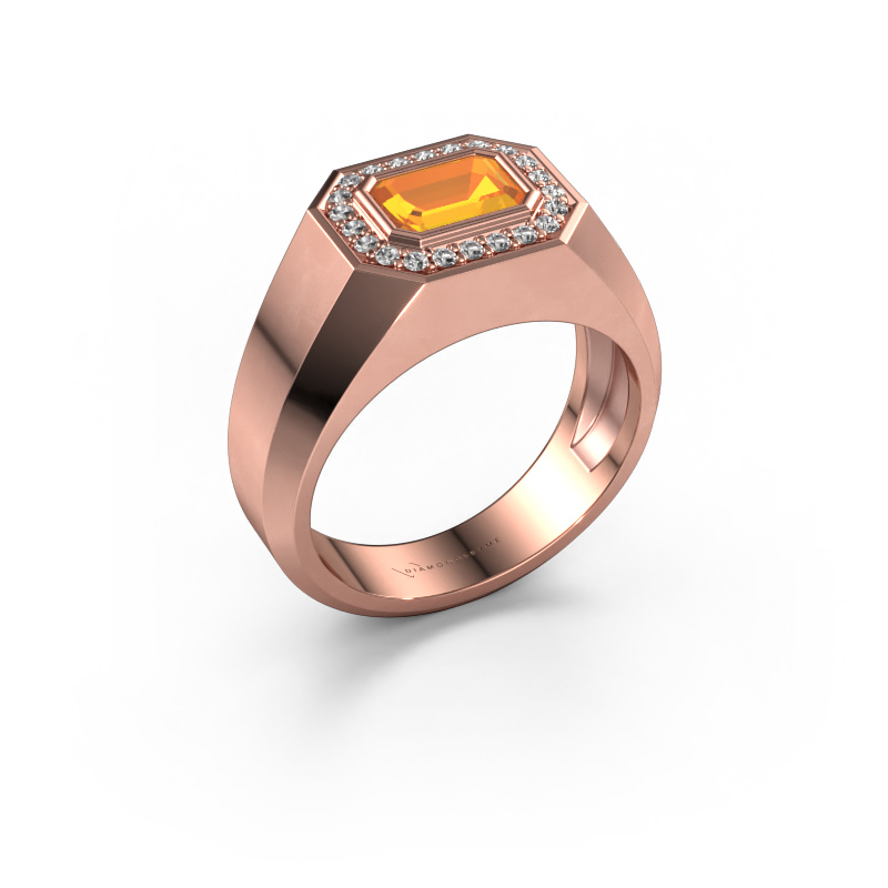 Image of Men's ring Dylan 2 585 rose gold Citrin 7x5 mm