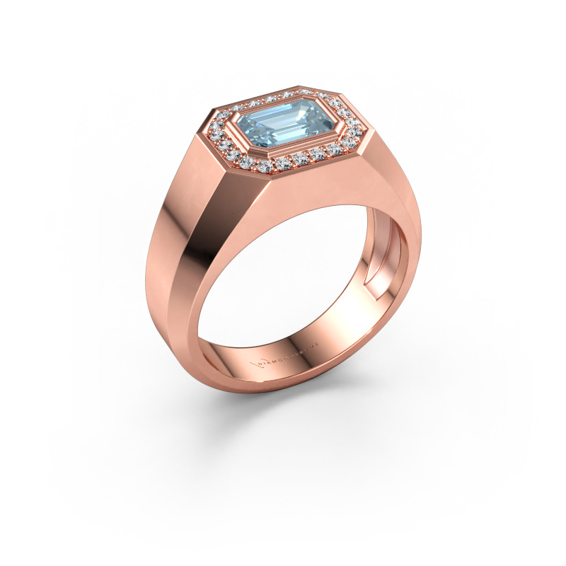Immagine di Anello da uomo Dylan 2 585 oro rosa Diamante lab grown blu 7x5 mm