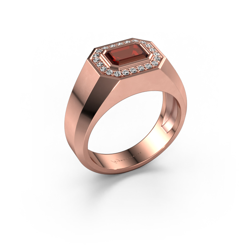 Image de Bague pour homme Dylan 2 585 or rose Grenat 7x5 mm