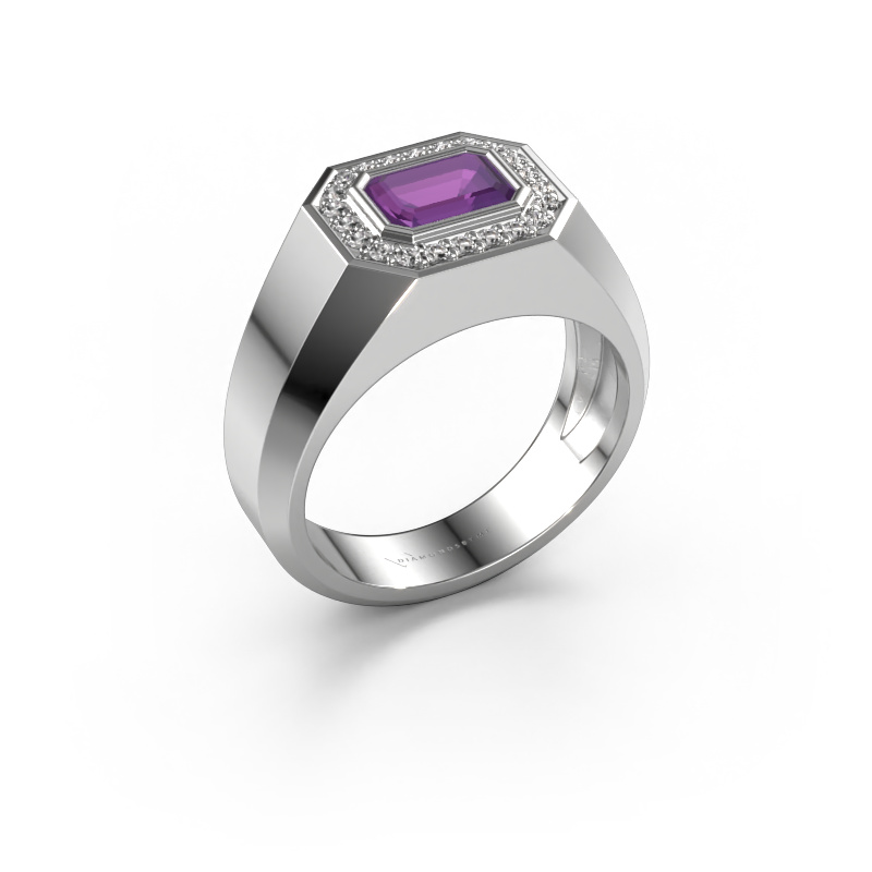 Image of Men's ring Dylan 2 950 platinum Amethyst 7x5 mm