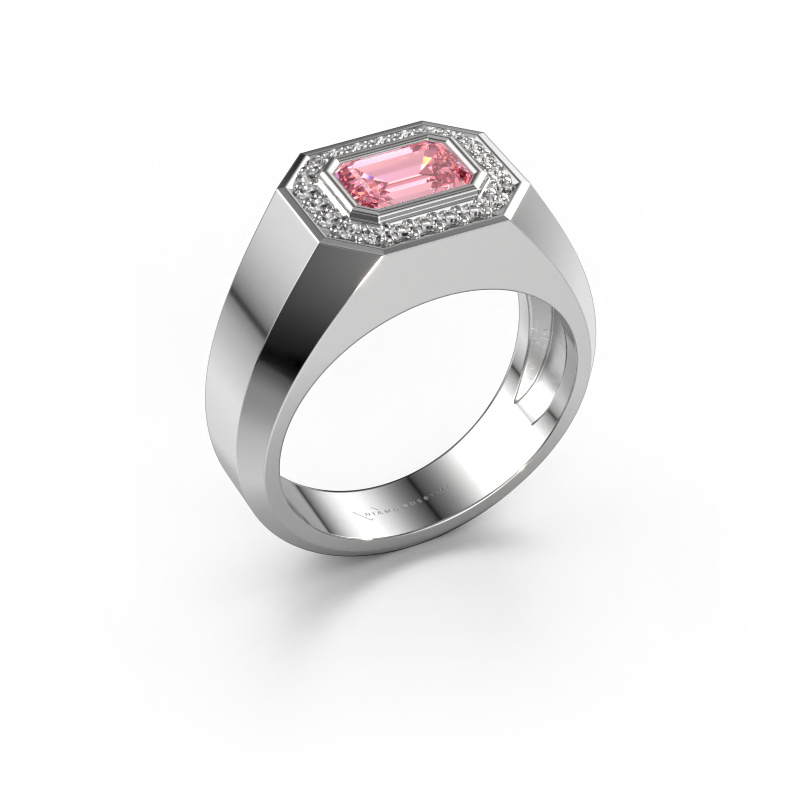 Image de Bague pour homme Dylan 2 950 platine Diamant synthétique roze 7x5 mm