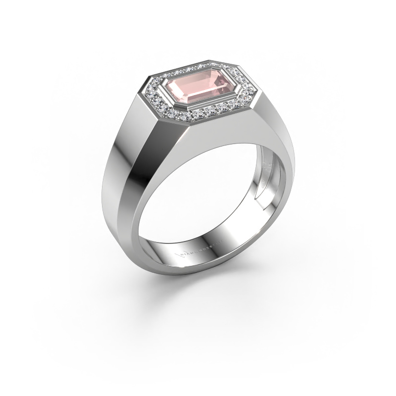 Image of Men's ring Dylan 2 585 white gold Morganite champagne 7x5 mm