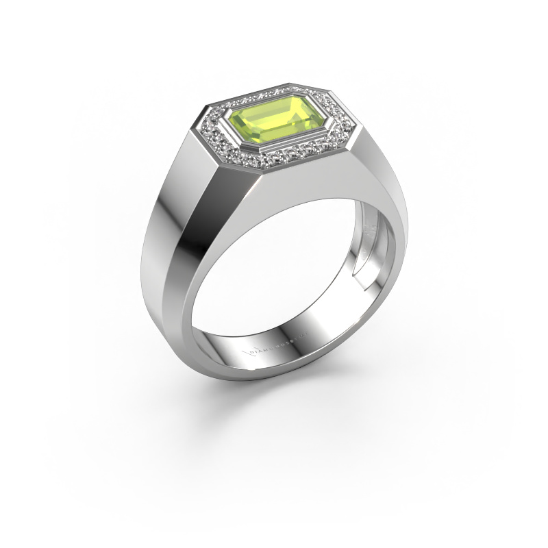 Image of Men's ring Dylan 2 585 white gold Peridot 7x5 mm