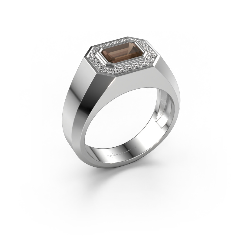 Image of Men's ring Dylan 2 950 platinum Smokey quartz 7x5 mm