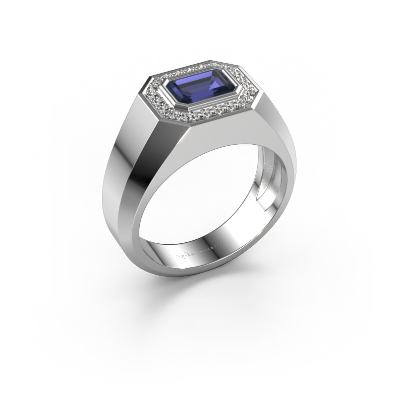 Image of Men's ring Dylan 2 950 platinum Sapphire 7x5 mm