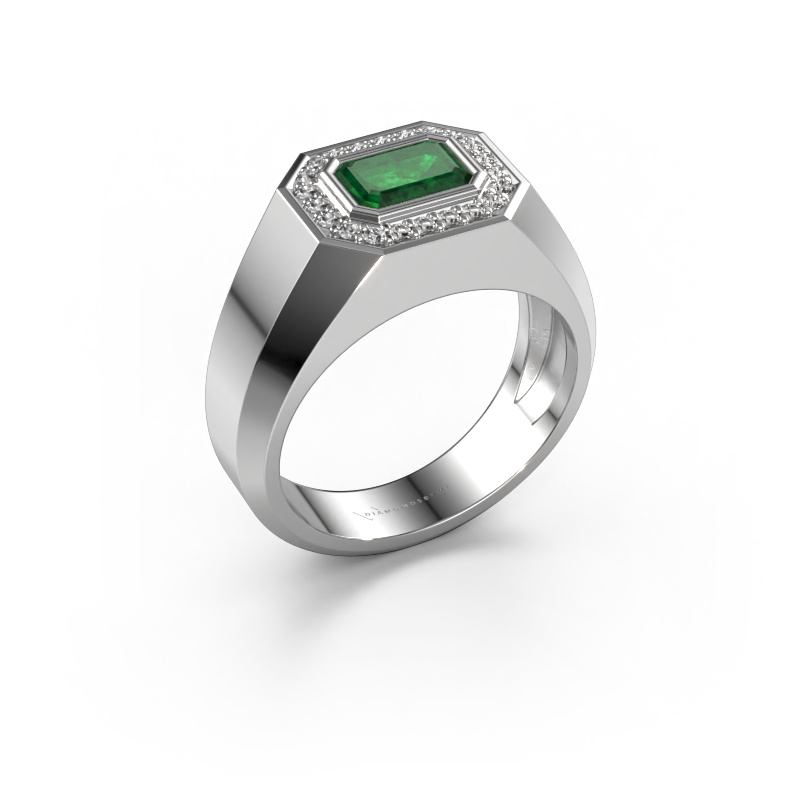 Image of Men's ring Dylan 2 950 platinum Emerald 7x5 mm