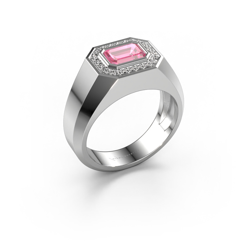 Image of Men's ring Dylan 2 950 platinum Pink sapphire 7x5 mm