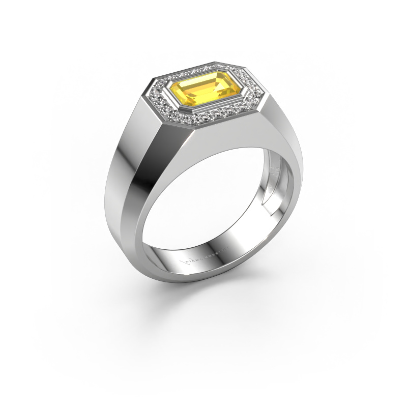 Image of Men's ring Dylan 2 950 platinum Yellow sapphire 7x5 mm