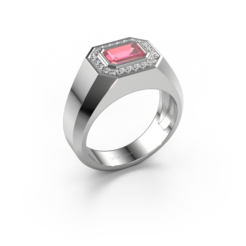 Image of Men's ring Dylan 2 950 platinum Tourmaline pink 7x5 mm