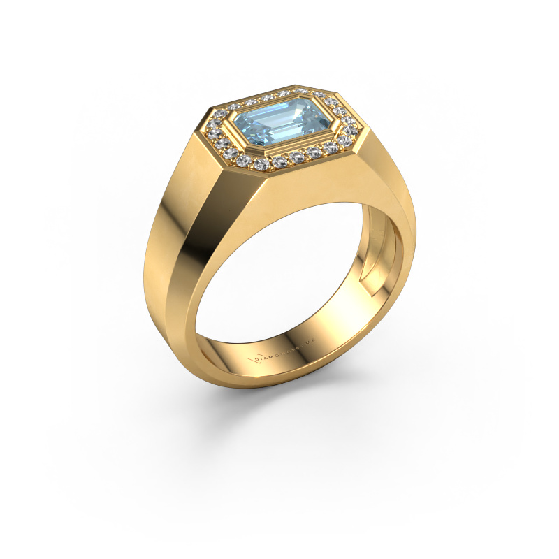 Image of Men's ring Dylan 2 585 gold Blue lab grown diamond 7x5 mm