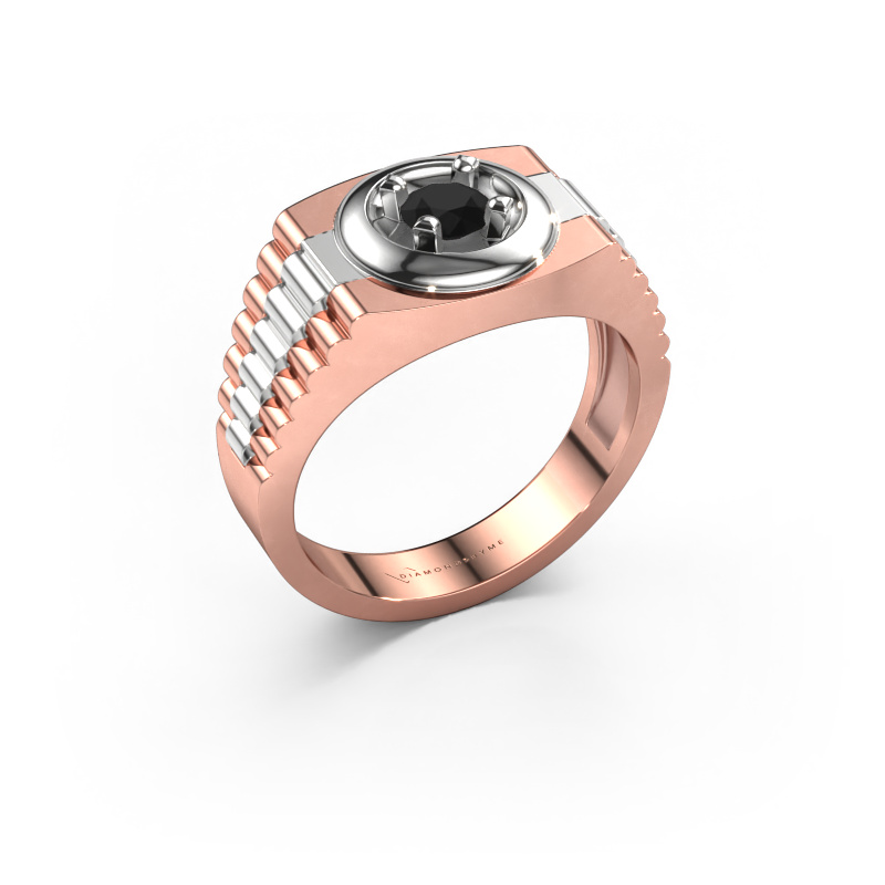 Image de Bague pour homme Edward 585 or rose Diamant noir 0.48 crt