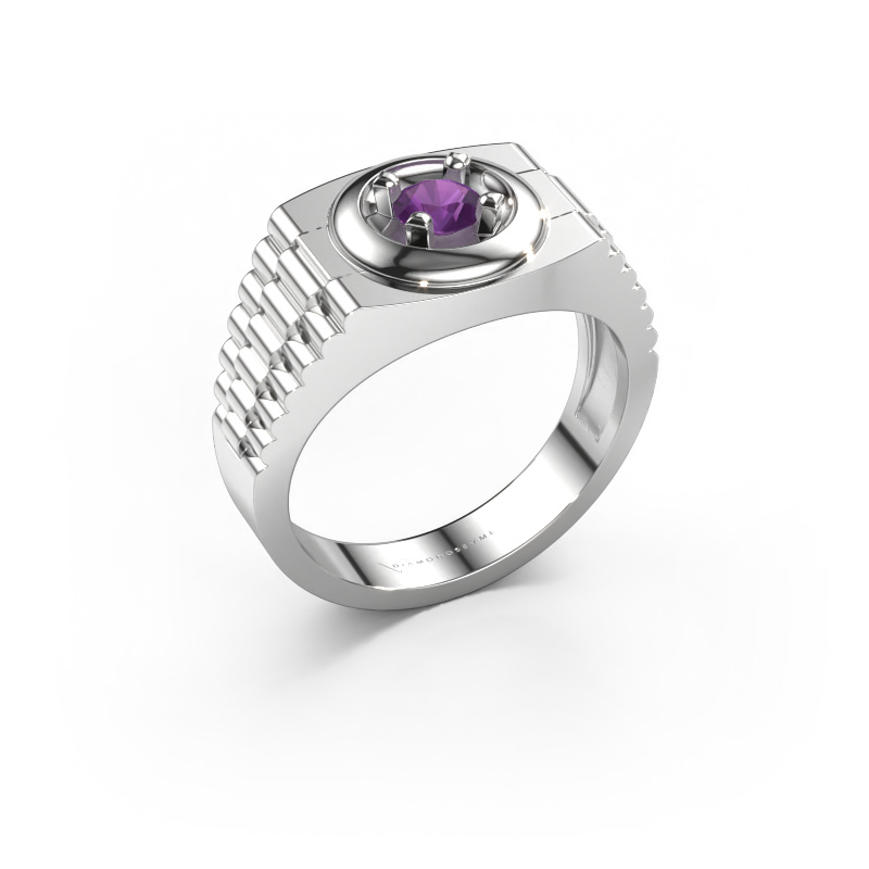 Image of Men's ring Edward 585 white gold Amethyst 4.7 mm
