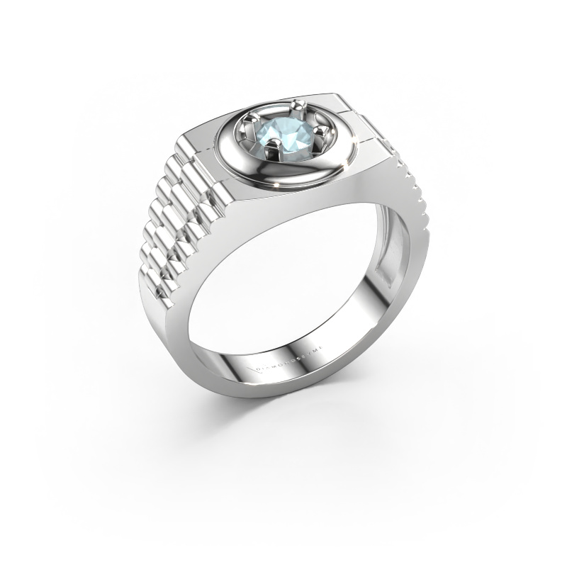Image of Men's ring Edward 950 platinum Aquamarine 4.7 mm