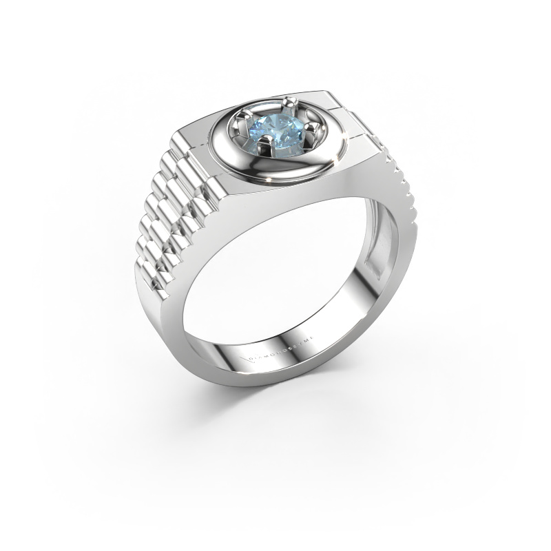 Bild von Herrenring Edward 950 Platin Blauer Labordiamant 4.7 mm