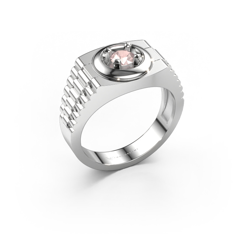 Image of Men's ring Edward 585 white gold Morganite champagne 4.7 mm