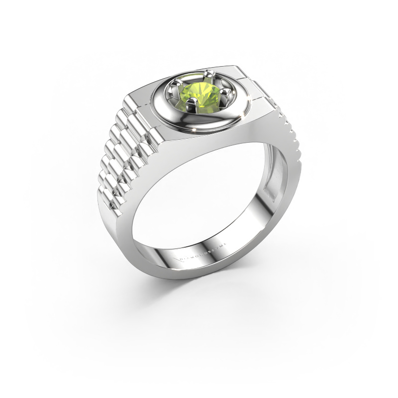Image of Men's ring Edward 950 platinum Peridot 4.7 mm