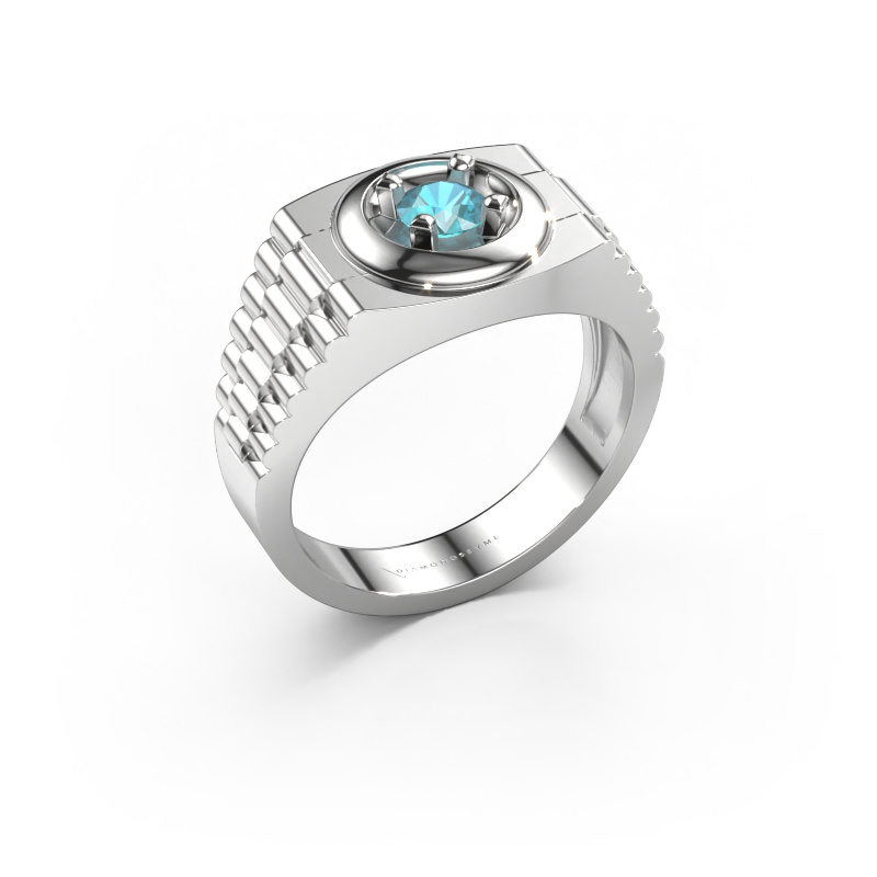 Image of Men's ring Edward 950 platinum Blue topaz 4.7 mm