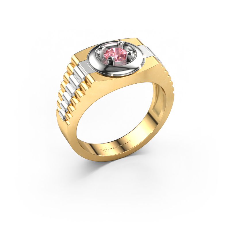 Image de Bague pour homme Edward 585 or jaune Diamant synthétique roze 4.7 mm
