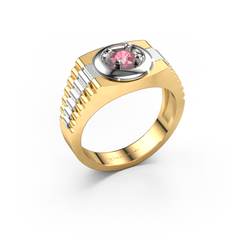 Image of Men's ring Edward 585 gold Tourmaline pink 4.7 mm