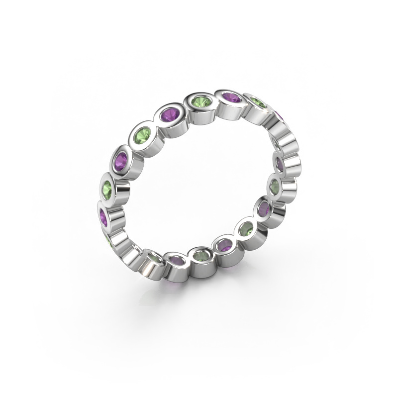 Image of Stackable ring Edwina 1 585 white gold Tourmaline green 2 mm
