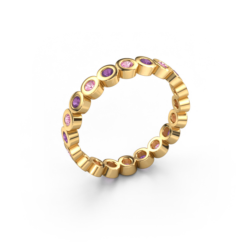 Image de Bague superposable Edwina 1 585 or jaune Saphir rose 2 mm