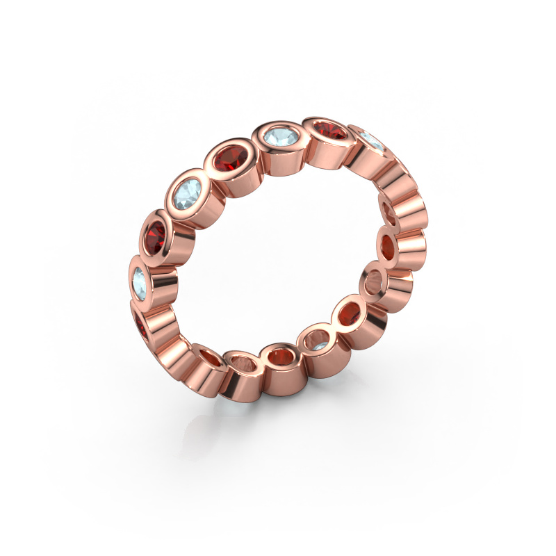 Image of Stackable ring Edwina 2 585 rose gold Garnet 2.5 mm