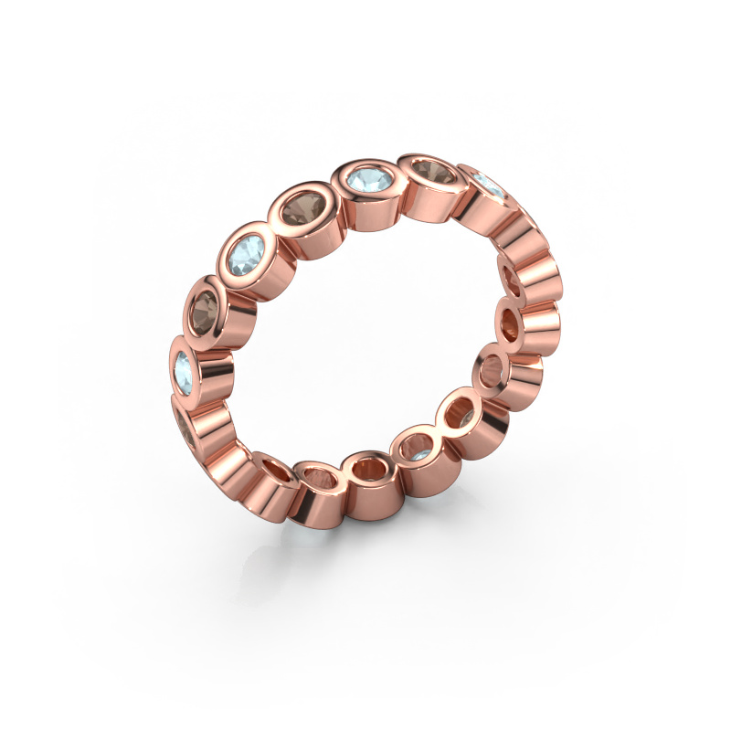 Image of Stackable ring Edwina 2 585 rose gold Smokey quartz 2.5 mm