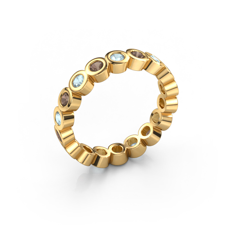 Image of Stackable ring Edwina 2 585 gold Smokey quartz 2.5 mm