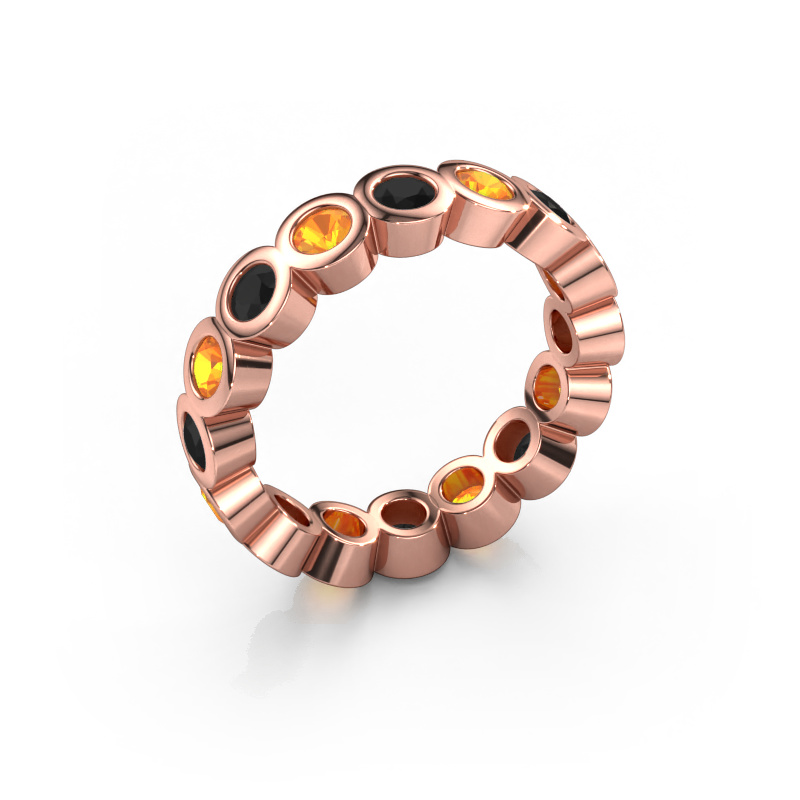 Image of Stackable ring Edwina 3 585 rose gold Black diamond 0.96 crt