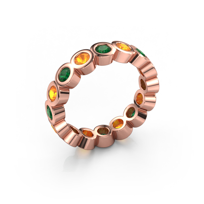 Image of Stackable ring Edwina 3 585 rose gold Emerald 3 mm