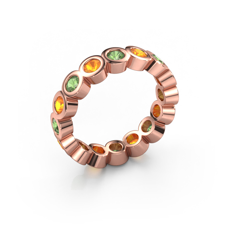 Image of Stackable ring Edwina 3 585 rose gold Tourmaline green 3 mm