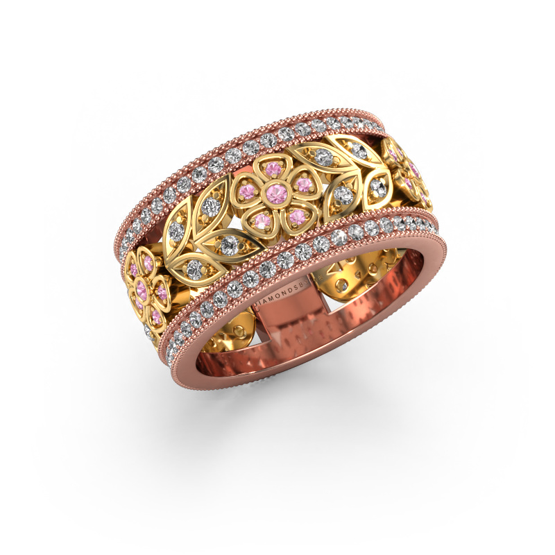 Image of Ring Elanor 585 rose gold Pink sapphire 1 mm