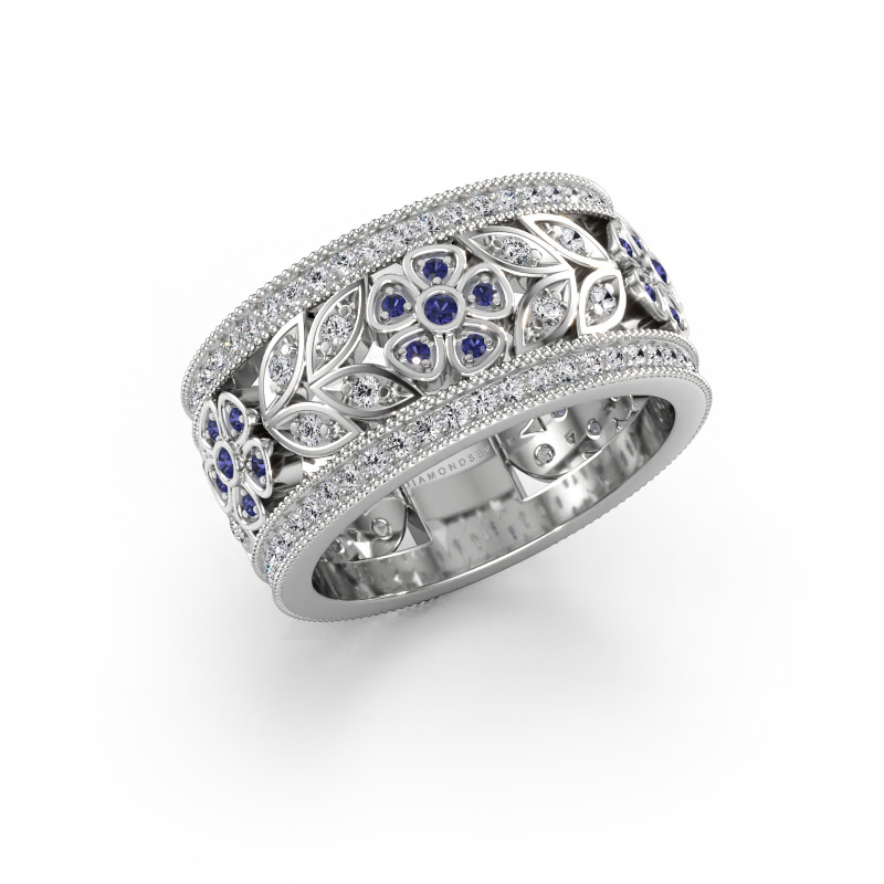Immagine di Anello Elanor 585 oro bianco Zaffiro 1 mm