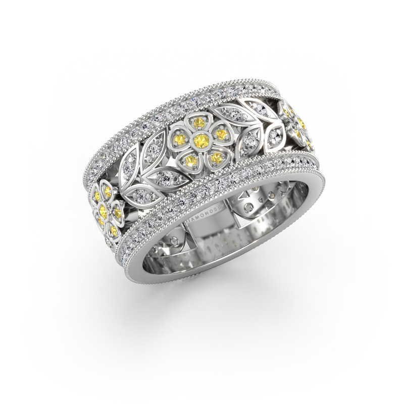 Immagine di Anello Elanor 585 oro bianco Zaffiro giallo 1 mm