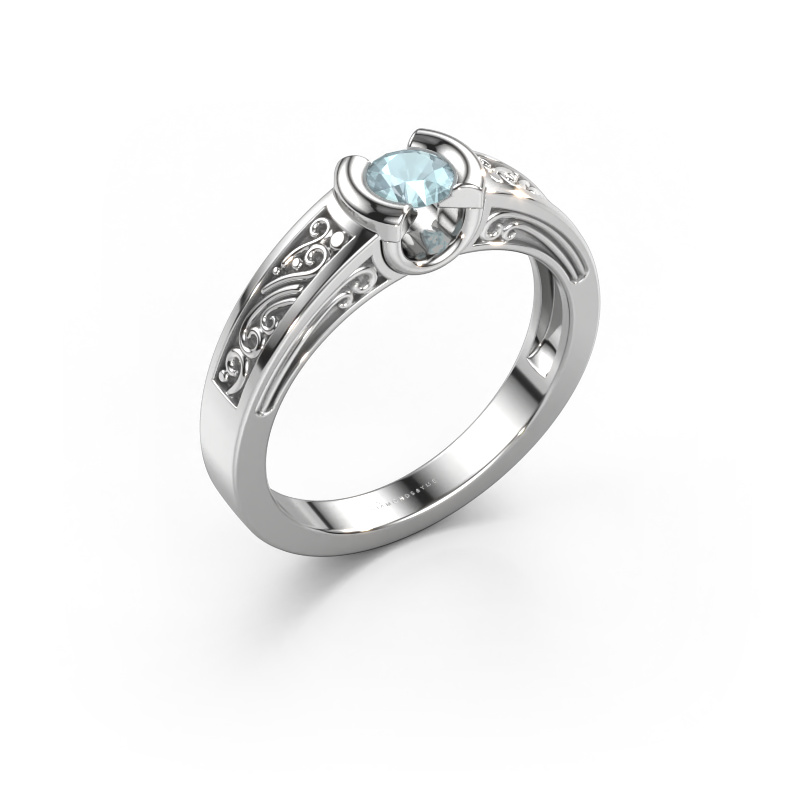 Image of Engagement ring Elena 585 white gold Aquamarine 4 mm