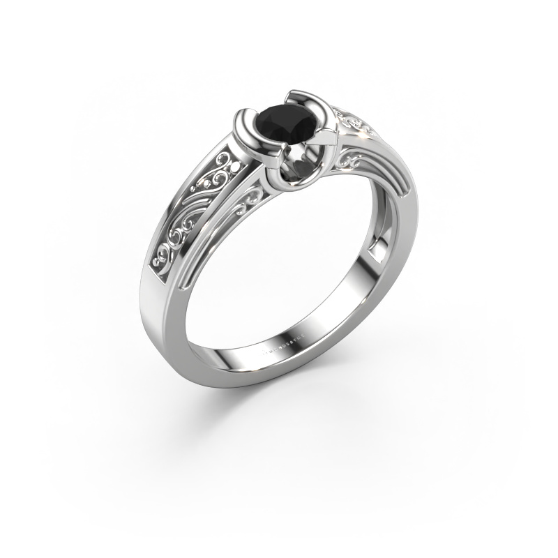 Image of Ring Elena 585 white gold Black diamond 0.30 crt
