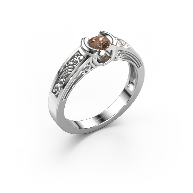 Image of Ring Elena 585 white gold Brown diamond 0.25 crt