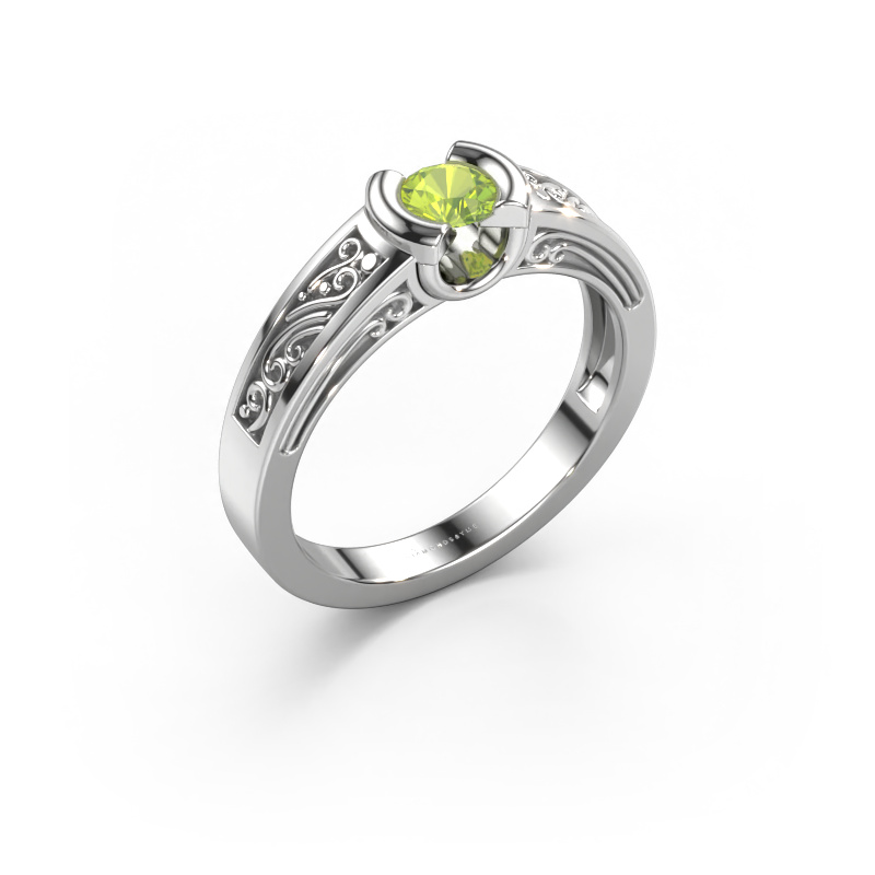 Image of Ring Elena 585 white gold Peridot 4 mm